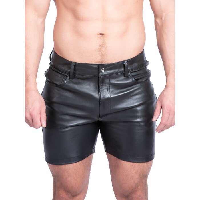 Mens Leather Mid-Length Shorts
