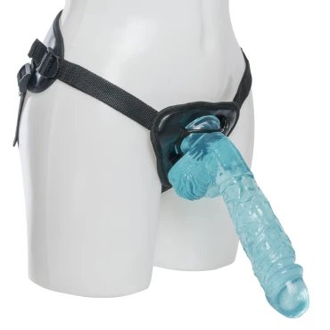 Jawbreaker Blue Dildo with Strap-On Harness – 10 Inch