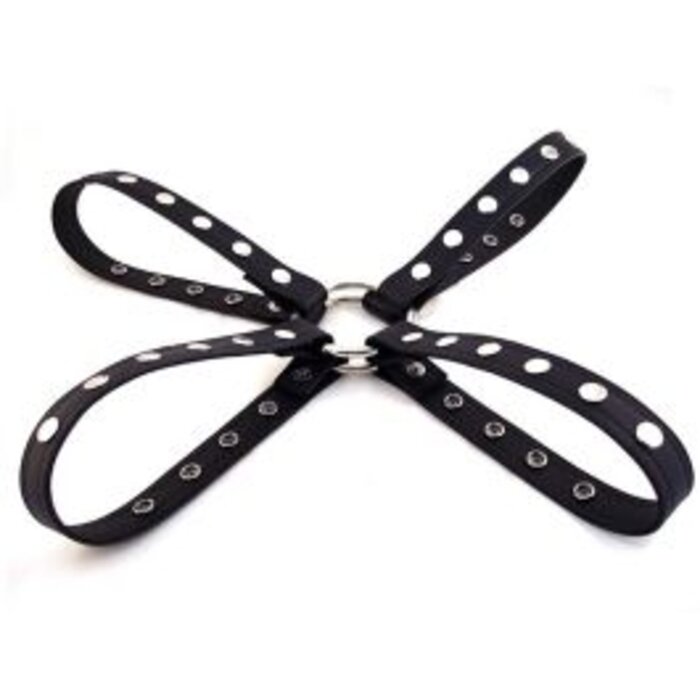 Leather Chest Harness With Snap Buttons - Black