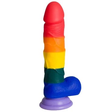 Rainbow Man Silicone Suction Dildo - 7.5 Inch