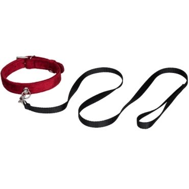 The Brat Tamer Red Velvet Collar With Leash