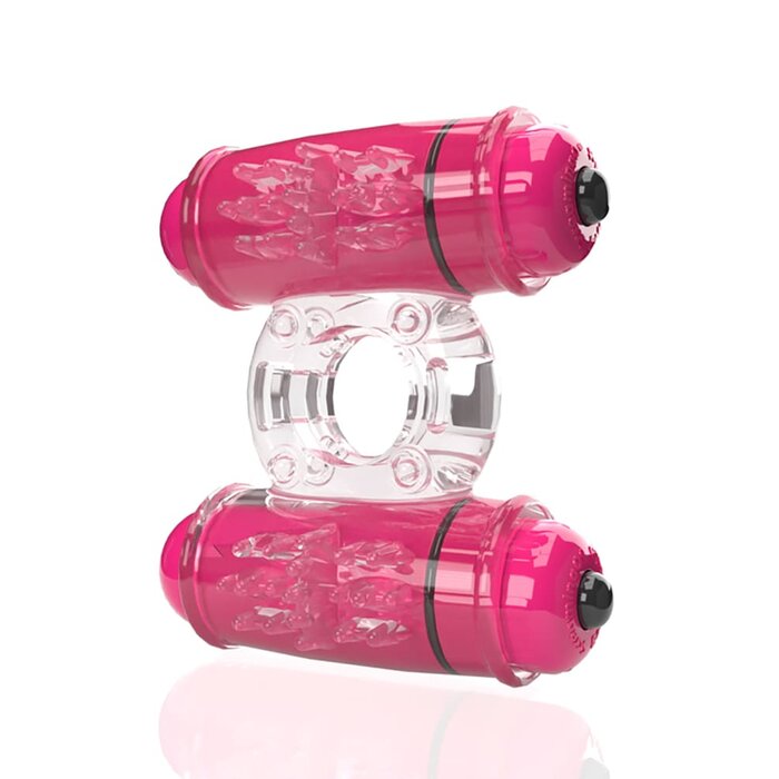 4B Double Wammy Vibrating Ring - Strawberry