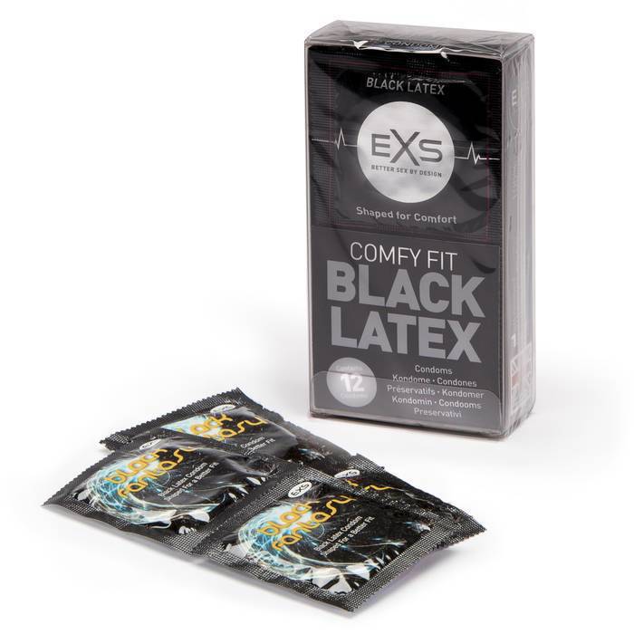 EXS Black Latex Coloured Condoms (12 Pack)