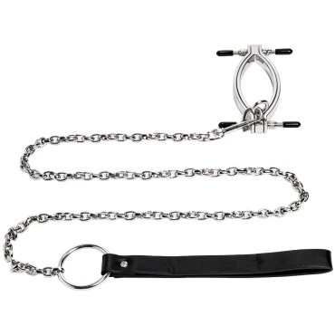 Spread Eagle Pussy Spreader Labia Clamp & Chain Leash