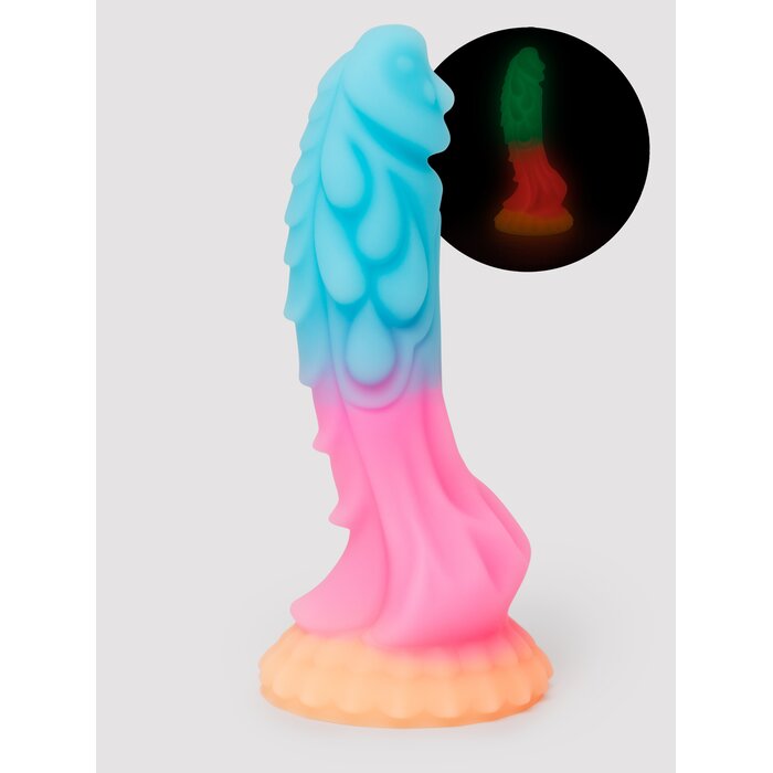 Lovehoney Glow Fantasy Dragon Glow In The Dark Dildo 7 Inch - Blue