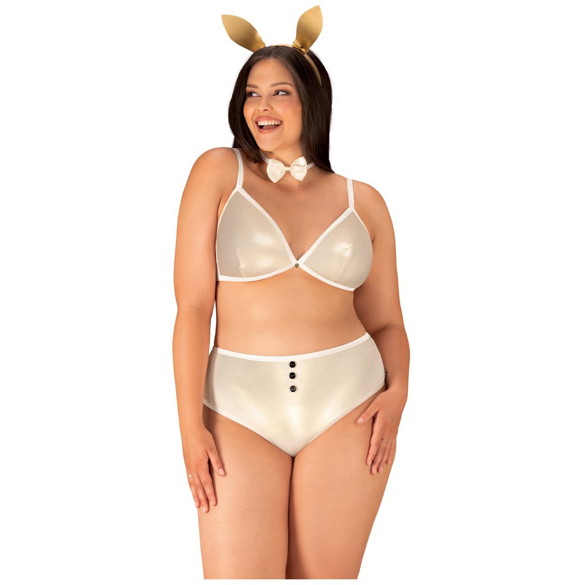 Obsessive Gold Bunny Costume Plus Size - White - 3XL