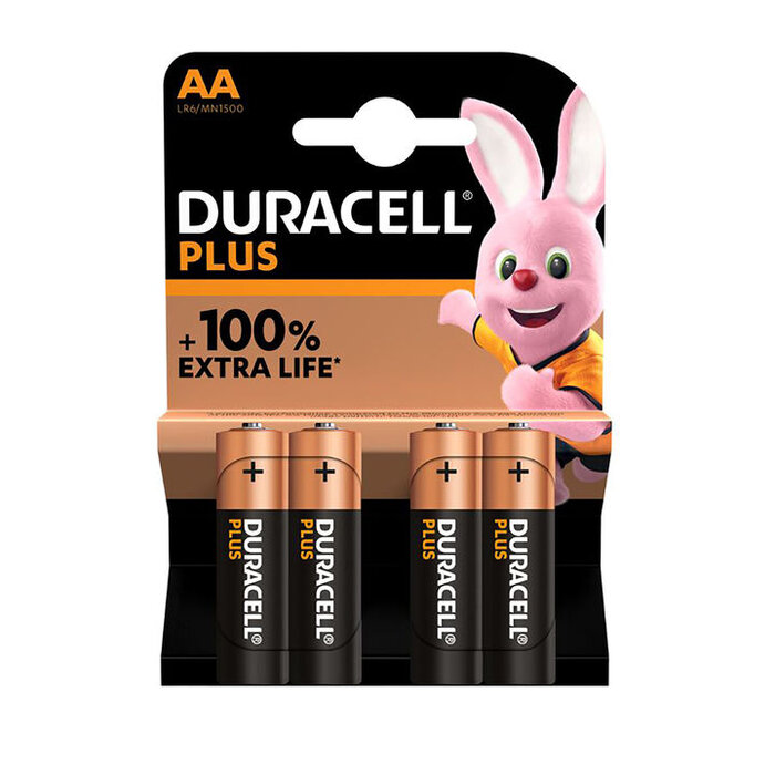 Duracell Plus AA Batteries 4 Pack Alkaline Batteries