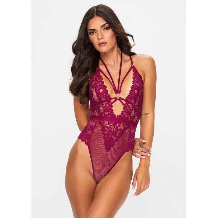 Ann Summers Confession Lace Crotchless Lingerie Body, Burgundy