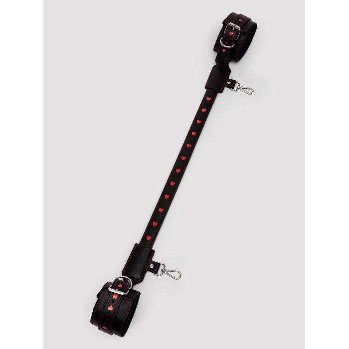 Bondage Boutique Heart Spreader Bar with Cuffs Set - Black