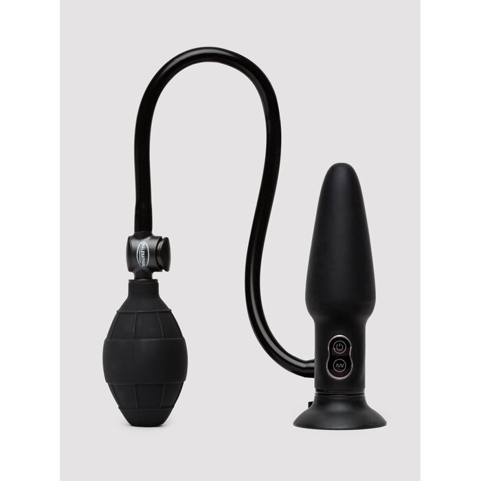 Inflatable Vibrating Silicone Large Butt Plug - Black