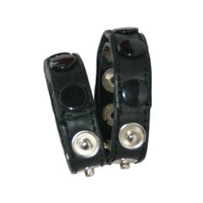 Leather Cock Ring/Strap Double Multisnap