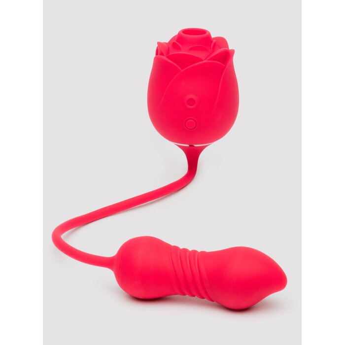Lovehoney Power Petal 2-in-1 Clitoral Suction Stimulator with Thrusting Egg Vibrator - Red