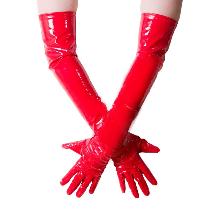 PVC Long Gloves in Red