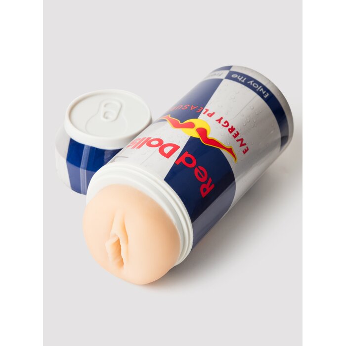 Red Doll Realistic Vagina Masturbator in a Can - Flesh Pink