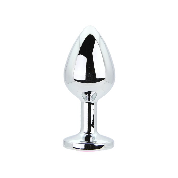 Toosh Silver Metal Butt Plug Medium Pink Stone