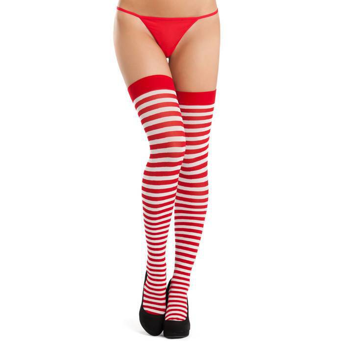 Lovehoney Red and White Striped Stockings