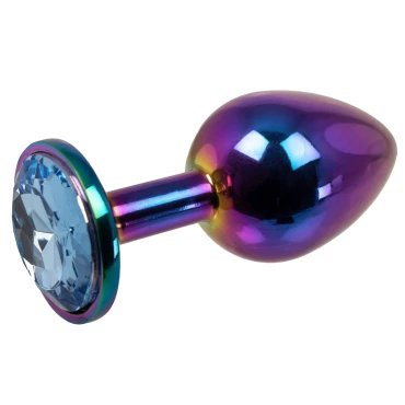 Bejewelled Rainbow Metal Butt Plug - LARGE