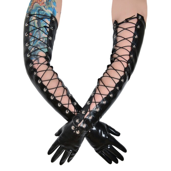 Latex Lace-Up Shoulder Gloves