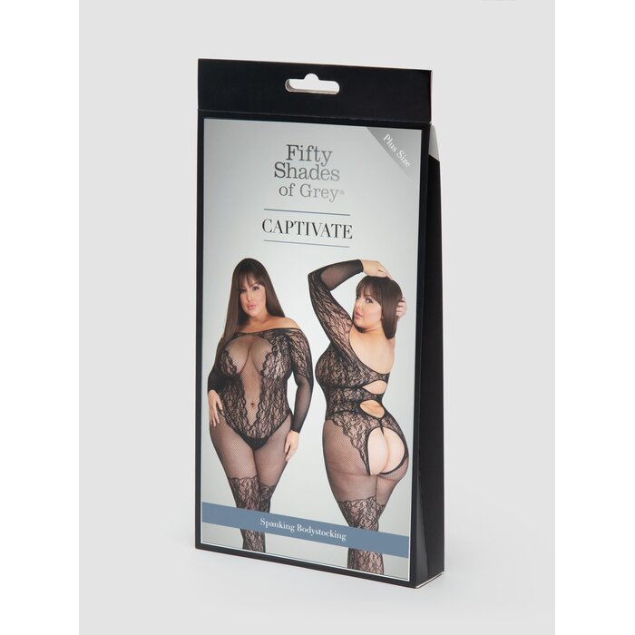 Fifty Shades of Grey Captivate Plus Size Lace Bodystocking - One Size Queen - Black