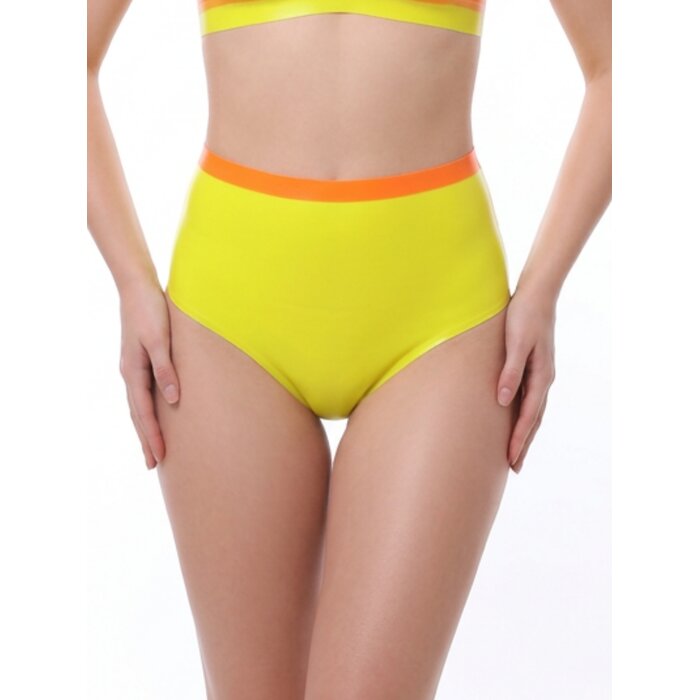High-Waisted Neon Latex Bikini Style Briefs