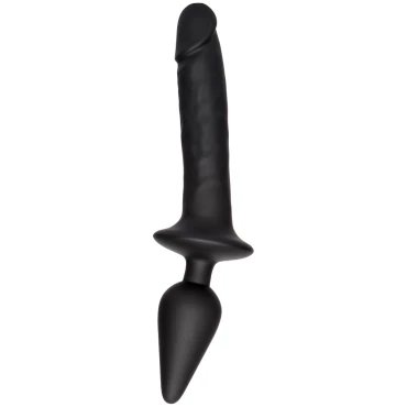 Double Whammy Black Silicone Butt Plug & Dildo Duo