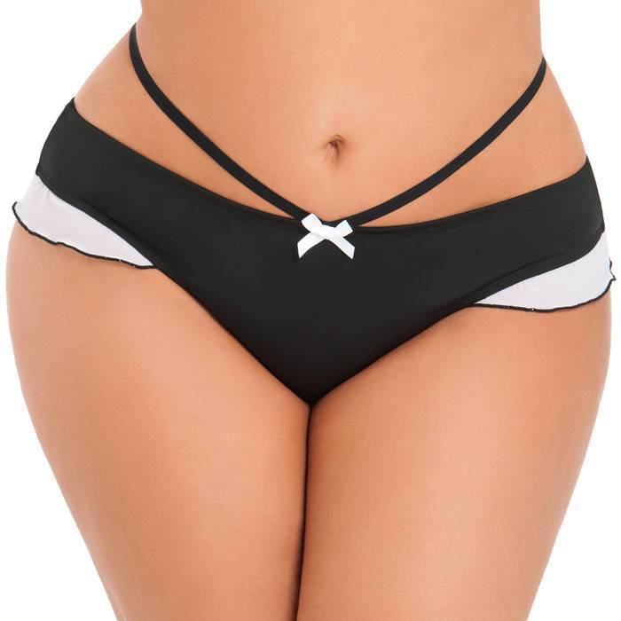 Lovehoney Plus Size Black French Maid Strappy Thong
