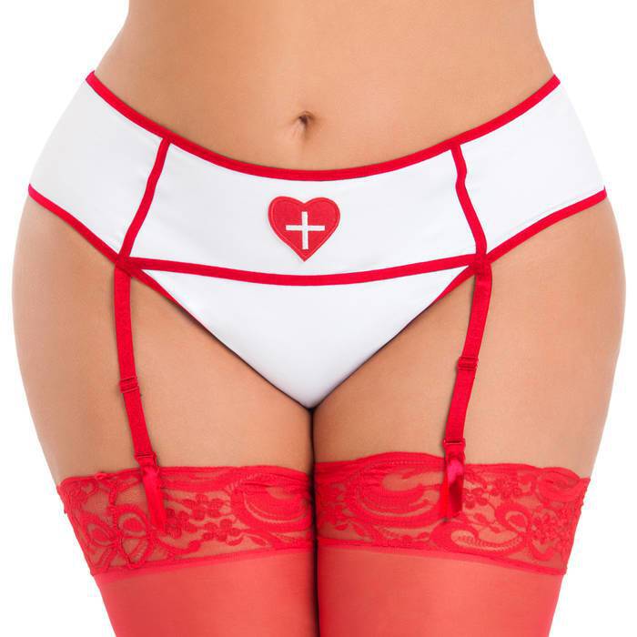 Lovehoney Plus Size White Sexy Nurse Suspender Thong