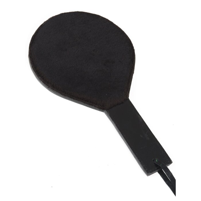 Leather Round Paddle with Black Fur Lining