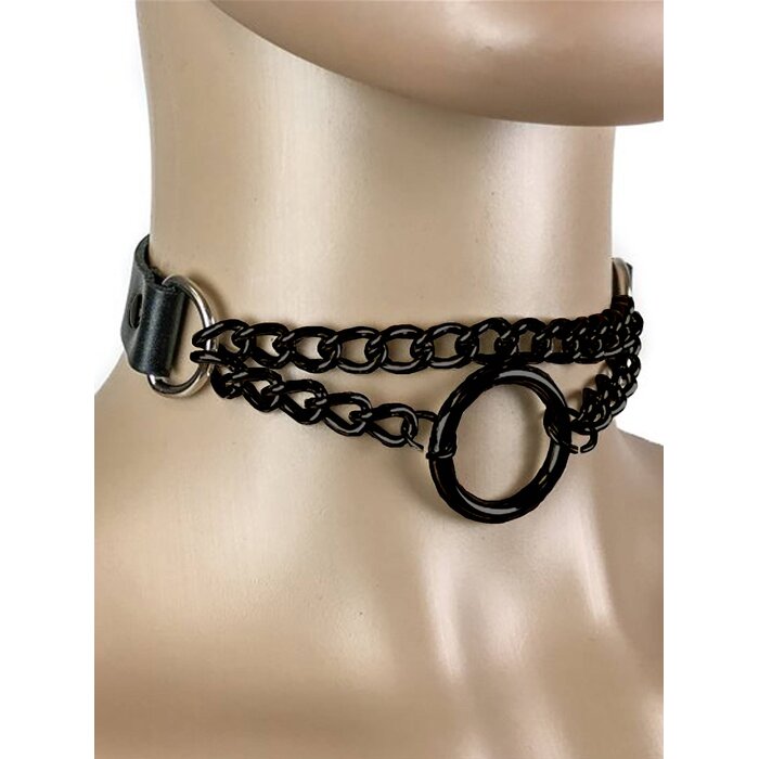 Black Chain Ring Collar