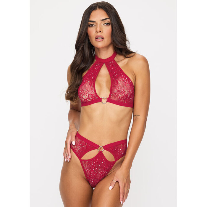 Ann Summers Heartthrob Crotchless Set, Red