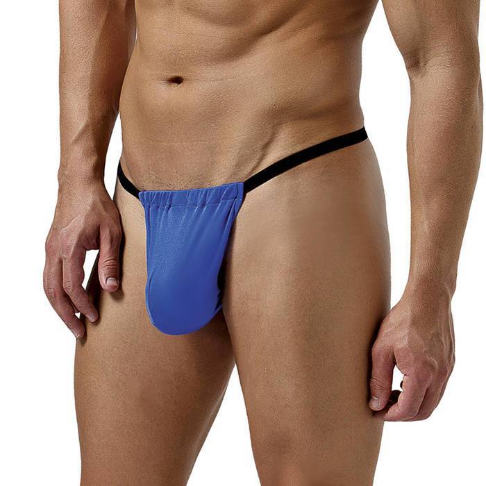 Male Power Blue Smooth Silk Posing Pouch