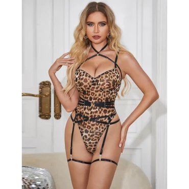 Siren Wild Thing Plus Size Leopard Teddy & Garter Harness