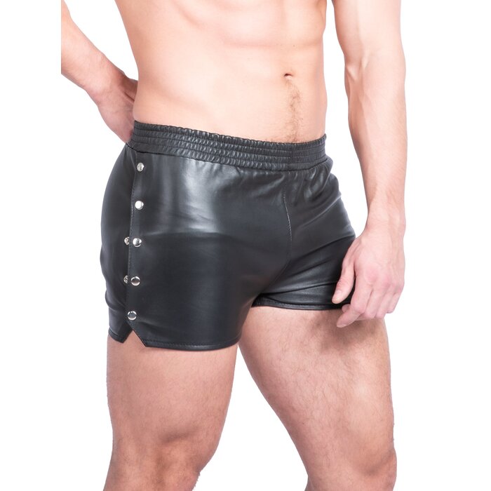 Leather Shorts With Side Snaps