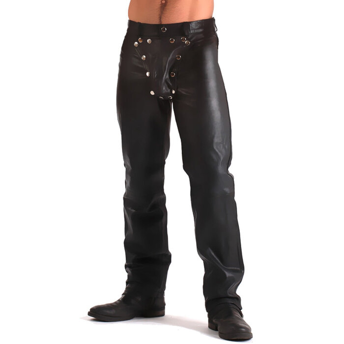Leather Snap On Pouch Jeans