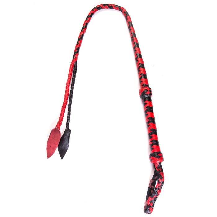 Red & Black Leather Braided Hunter Whip
