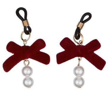 Velvet Squeeze Bow & Pearl Noose Style Nipple Clamps