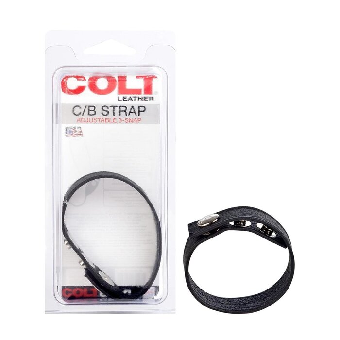 COLT Adjustable 3 Snap Leather Strap: Classic Leather Cock Ring for Enhanced Erection Support
