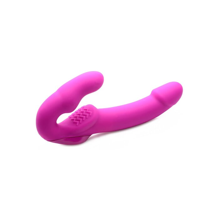 Evoke Rechargeable Vibrating Silicone Strapless Strap-On - Pink