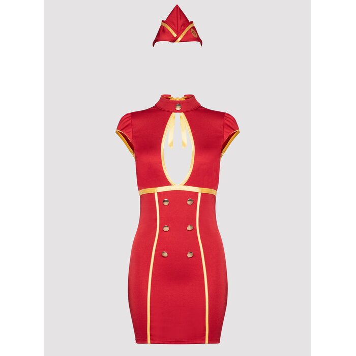 Lovehoney Fantasy Flight Attendant Costume - Medium - Red