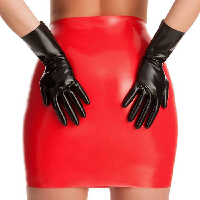 Rubber Girl Black Latex Gloves