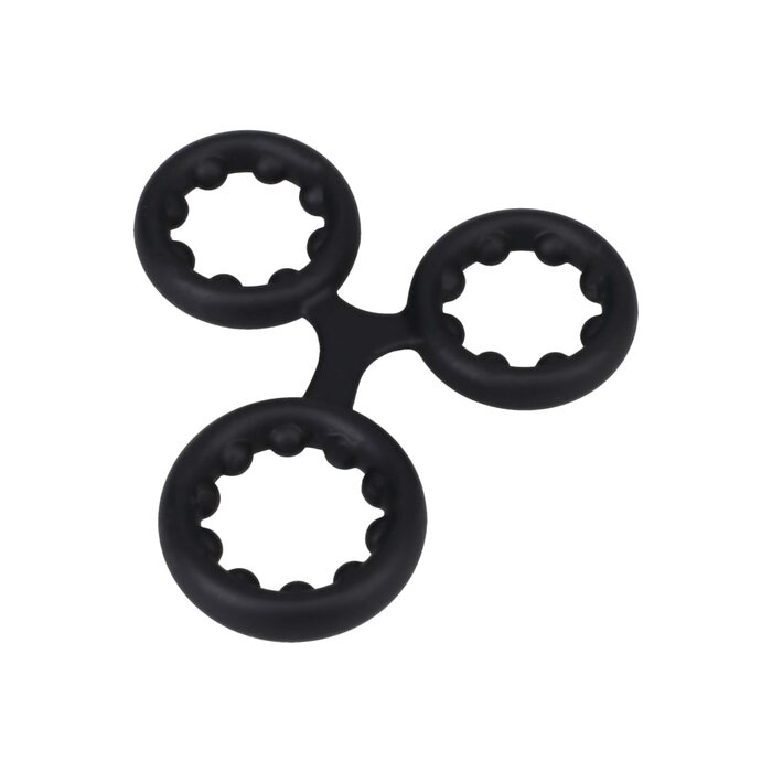 ROCK SOLID - Silicone Triple Stamina Ring with Metal Beads