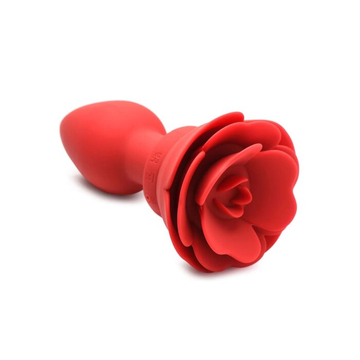 28X Silicone Vibrating Rose Anal Plug with Remote - Large