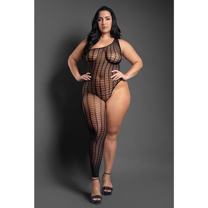 Killin' It Asymmetrical Footless Bodystocking - Queen Size