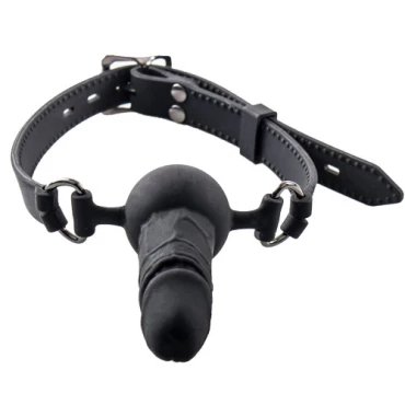 Pinioned Silicone Dildo Mouth Gag - 4 Inch