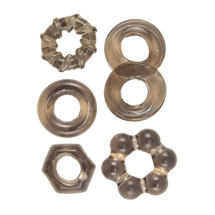 Enhancer Five-Piece Cock Ring Set - Black