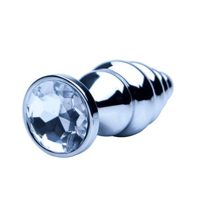 Precious Metals Ribbed Silver Butt Plug