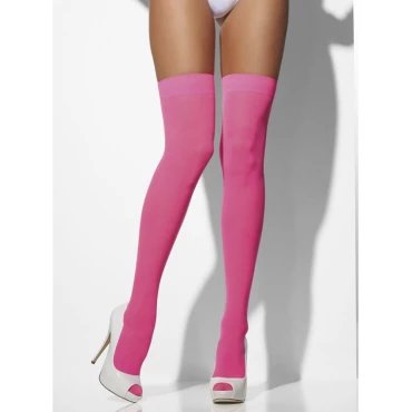 Make 'Em Wink Neon Pink Opaque Hold Up Stockings