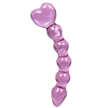 Glacier Glass Pink Heart Dildo - 9 Inch