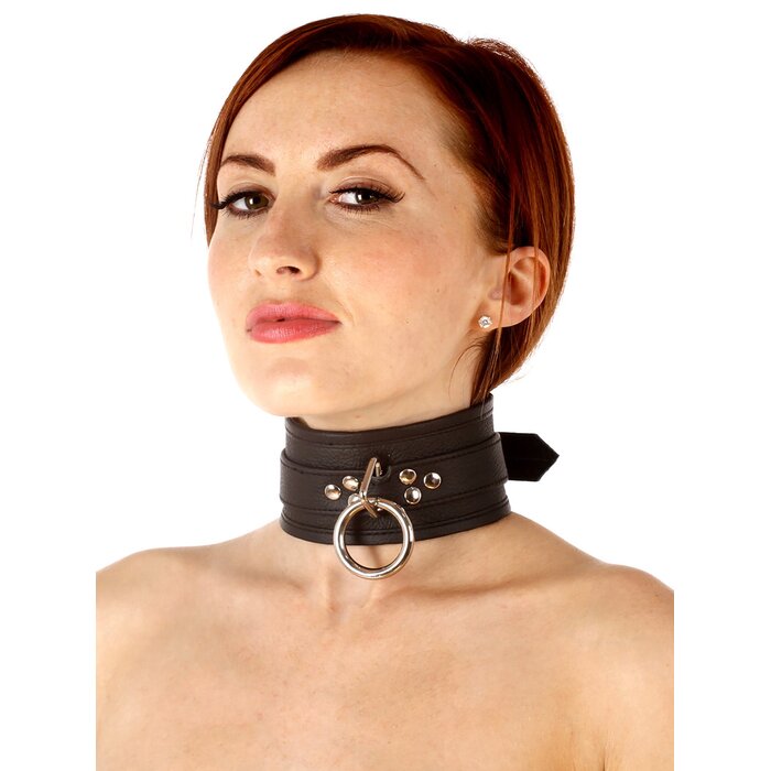 Leather Double Strap Collar with D-Ring & O-Ring