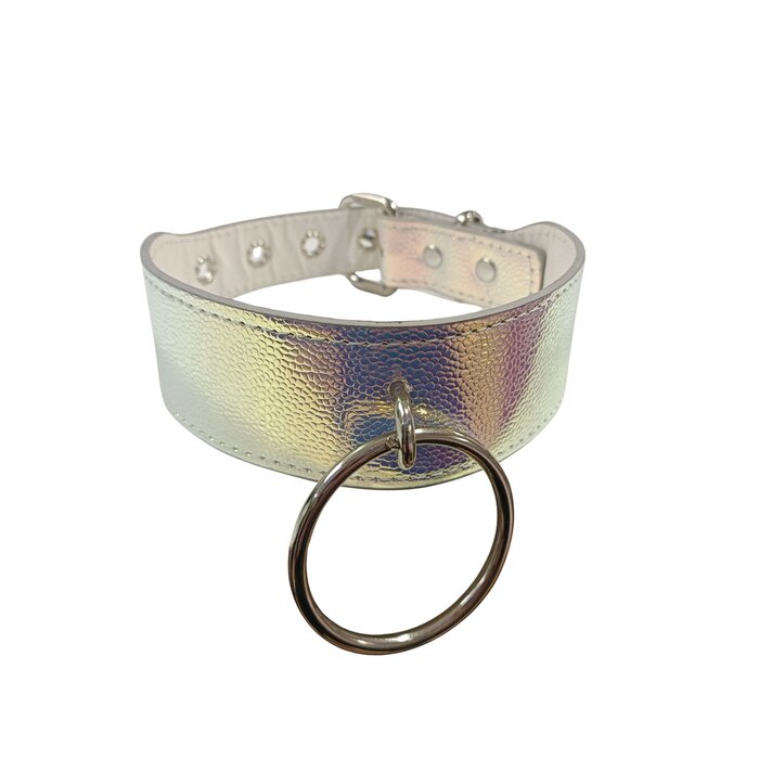 Wide Collar With 2 Inch O Ring - Textured Iridescent